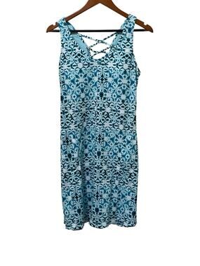 Zeroxposure Athletic Dress Blue Built In Bra Pockets Stretchy Blue Geometric Med